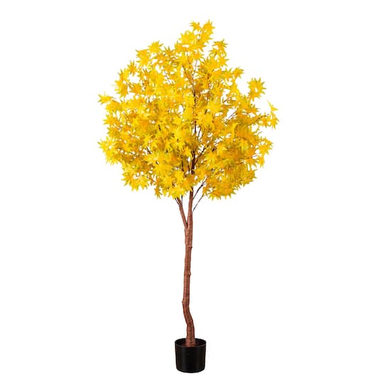 6ft. Pre-Lit Yellow Autumn Maple Artificial Fall Tree with 350 Warm White LED Lights